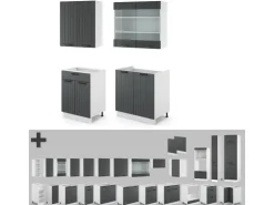 Vicco Fame-Line Singleküche Anthrazit Landhaus/Weiß 140 cm ohne Arbeitsplatte ohne E-Geräte