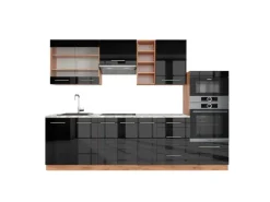 Vicco Fame-Line Singleküche Anthrazit-Gold/Weiß 140 cm AP Marmor ohne E-Geräte