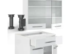 Vicco Fame-Line Singleküche Weiß Hochglanz/Weiß 140 cm AP Anthrazit ohne E-Geräte