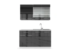 Vicco Fame-Line Singleküche Anthrazit 140 cm ohne Arbeitsplatte ohne E-Geräte