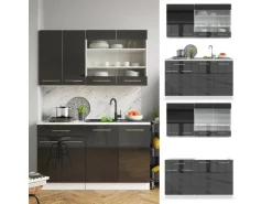 Vicco Fame-Line Singleküche Anthrazit 140 cm ohne Arbeitsplatte ohne E-Geräte