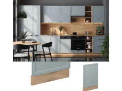 Vicco Frontblende Fame-Line Hellblau-grau 45 cm ohne Arbeitsplatte mit Goldkraft Eiche Korpus