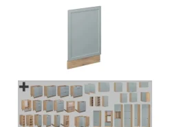 Vicco Frontblende Fame-Line Hellblau-grau 45 cm ohne Arbeitsplatte mit Goldkraft Eiche Korpus