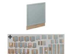 Vicco Frontblende Fame-Line Hellblau-grau 60 cm ohne Arbeitsplatte mit Goldkraft Eiche Korpus