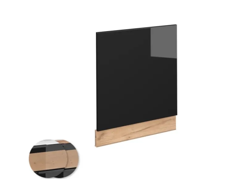 Vicco Frontblende Fame-Line Schwarz-Eiche Hochglanz/Goldkraft Eiche 60 cm ohne Arbeitsplatte