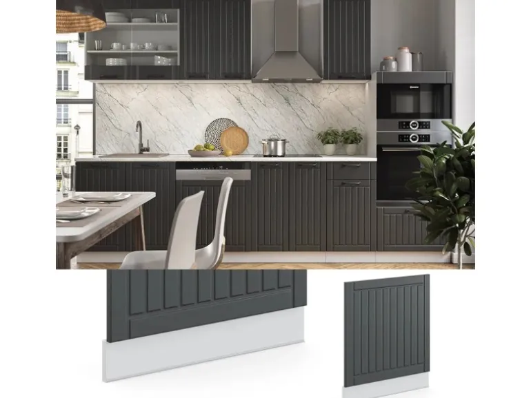 Vicco Frontblende Fame-Line Anthrazit Landhaus/Weiß 60 cm ohne Arbeitsplatte