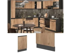 Vicco Frontblende R-Line Goldkraft Eiche/Anthrazit 45 cm J-Shape ohne Arbeitsplatte