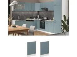 Vicco Frontblende R-Line Geschirrspüler Fronttür Blau-Grau/Weiß 45 cm AP Marmor