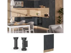 Vicco Frontblende R-Line Schwarz Beton/Goldkraft Eiche 45 cm ohne Arbeitsplatte