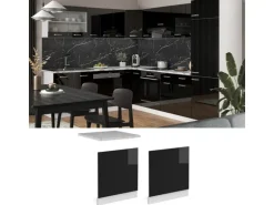 Vicco Frontblende R-Line Schwarz Hochglanz/Weiß 60 cm ohne Arbeitsplatte