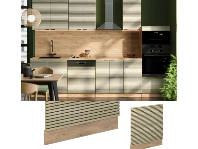 Vicco Geschirrspülblende Fame-Line Eiche Paneel 60 cm mit Goldkraft Eiche Korpus