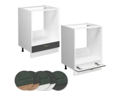 Vicco Herdumbauschrank Fame-Line Herdschrank Anthrazit-Gold/Weiß 60 cm AP Eiche