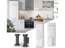 Vicco Herdumbauschrank Fame-Line Weiß Hochglanz/Weiß 60 cm mit Offenem Regal