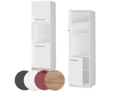 Vicco Herdumbauschrank Fame-Line Weiß Hochglanz/Weiß 60 cm mit Offenem Regal