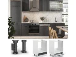 Vicco Herdumbauschrank Fame-Line Anthrazit Landhaus/Weiß 60 cm AP Eiche