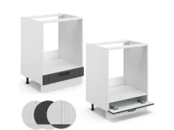 Vicco Herdumbauschrank Fame-Line Anthrazit Landhaus/Weiß 60 cm AP Eiche