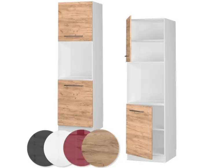 Vicco Herdumbauschrank Fame-Line Goldkraft Eiche/Weiß 60 cm mit Offenem Regal