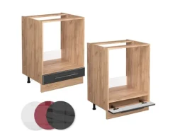 Vicco Herdumbauschrank Fame-Line Anthrazit Hochglanz/Goldkraft Eiche 60 cm ohne Arbeitsplatte