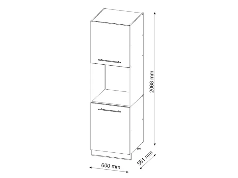 Vicco Herdumbauschrank Fame-Line Anthrazit Hochglanz/Goldkraft Eiche 60 cm Offen