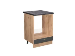 Vicco Herdumbauschrank Fame-Line Anthrazit-Gold/Goldkraft Eiche 60 cm AP Anthrazit