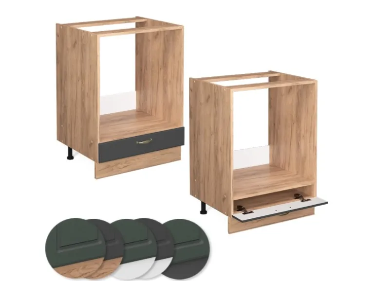 Vicco Herdumbauschrank Fame-Line Anthrazit-Gold/Goldkraft Eiche 60 cm AP Anthrazit