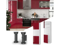 Vicco Herdumbauschrank Fame-Line Bordeaux Hochglanz/Weiß 60 cm mit Offenem Regal