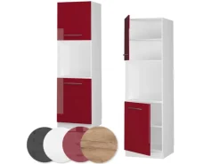 Vicco Herdumbauschrank Fame-Line Bordeaux Hochglanz/Weiß 60 cm mit Offenem Regal