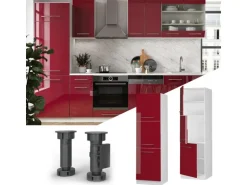 Vicco Herdumbauschrank Fame-Line Herdschrank Bordeaux Hochglanz/Weiß 60 cm