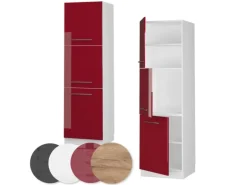 Vicco Herdumbauschrank Fame-Line Herdschrank Bordeaux Hochglanz/Weiß 60 cm