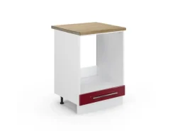 Vicco Herdumbauschrank Fame-Line Bordeaux Hochglanz/Weiß 60 cm AP Eiche