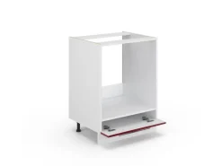 Vicco Herdumbauschrank Fame-Line Bordeaux Hochglanz/Weiß 60 cm AP Eiche