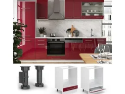 Vicco Herdumbauschrank Fame-Line Bordeaux Hochglanz/Weiß 60 cm ohne Arbeitsplatte