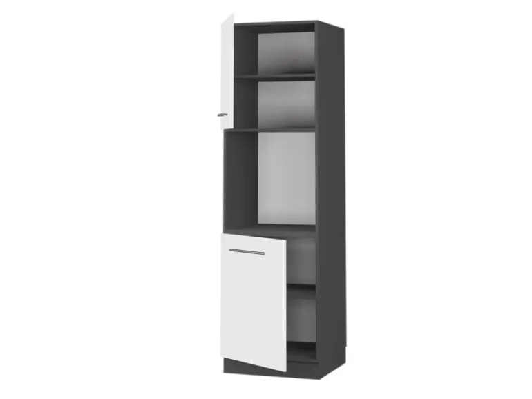 Vicco Herdumbauschrank Fame-Line Weiß Hochglanz/Anthrazit 60 cm Offen