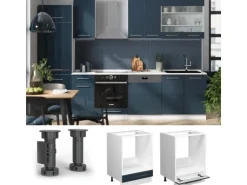 Vicco Herdumbauschrank Fame-Line Dunkelblau Hochglanz/Weiß 60 cm ohne Arbeitsplatte