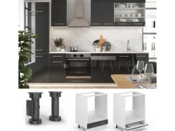 Vicco Herdumbauschrank Fame-Line Anthrazit Hochglanz/Weiß 60 cm AP Marmor