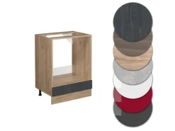 Vicco Herdumbauschrank R-Line Schwarz Beton/Goldkraft Eiche 60 cm AP Marmor