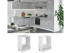 Vicco Herdumbauschrank R-Line Herdschrank Beton/Weiß 60 cm AP Eiche