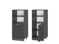 Vicco Herdumbauschrank R-Line Herdschrank Schwarz Beton/Anthrazit 60 cm