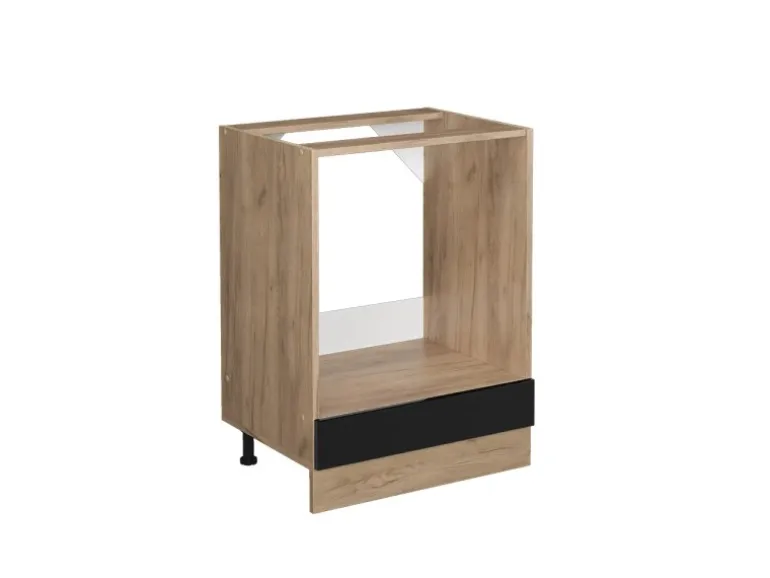 Vicco Herdumbauschrank R-Line Schwarz Hochglanz/Goldkraft Eiche 60 cm ohne Arbeitsplatte