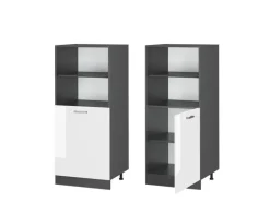 Vicco Herdumbauschrank R-Line Herdschrank Weiß Hochglanz/Anthrazit 60 cm