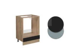 Vicco Herdumbauschrank R-Line Schwarz Hochglanz/Goldkraft Eiche 60 cm AP Eiche