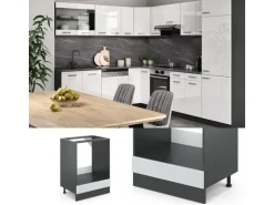 Vicco Herdumbauschrank R-Line Weiß Hochglanz/Anthrazit 60 cm AP Anthrazit