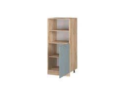 Vicco Herdumbauschrank R-Line Herdschrank Blau-Grau/Goldkraft Eiche 60 cm