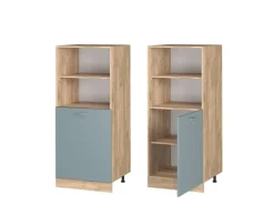 Vicco Herdumbauschrank R-Line Herdschrank Blau-Grau/Goldkraft Eiche 60 cm