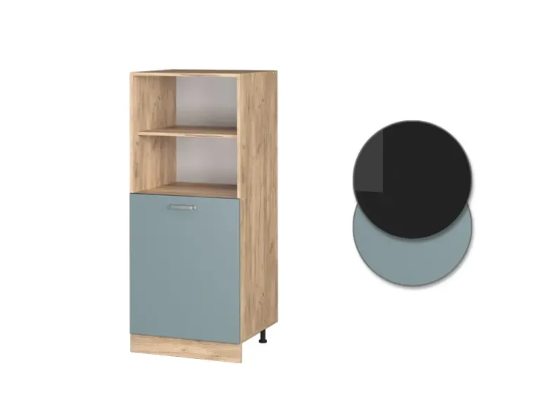 Vicco Herdumbauschrank R-Line Herdschrank Blau-Grau/Goldkraft Eiche 60 cm