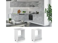 Vicco Herdumbauschrank R-Line Herdschrank Beton/Weiß 60 cm AP Marmor