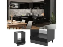 Vicco Herdumbauschrank R-Line Schwarz Hochglanz/Anthrazit 60 cm ohne Arbeitsplatte