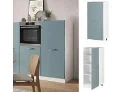 Vicco Herdumbauschrank R-Line Küchenkommode Blau-Grau/Weiß 60 cm