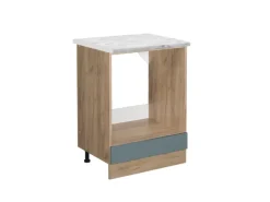 Vicco Herdumbauschrank R-Line Blau-Grau/Goldkraft Eiche 60 cm AP Marmor