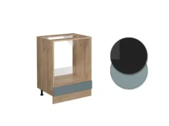 Vicco Herdumbauschrank R-Line Blau-Grau/Goldkraft Eiche 60 cm AP Marmor